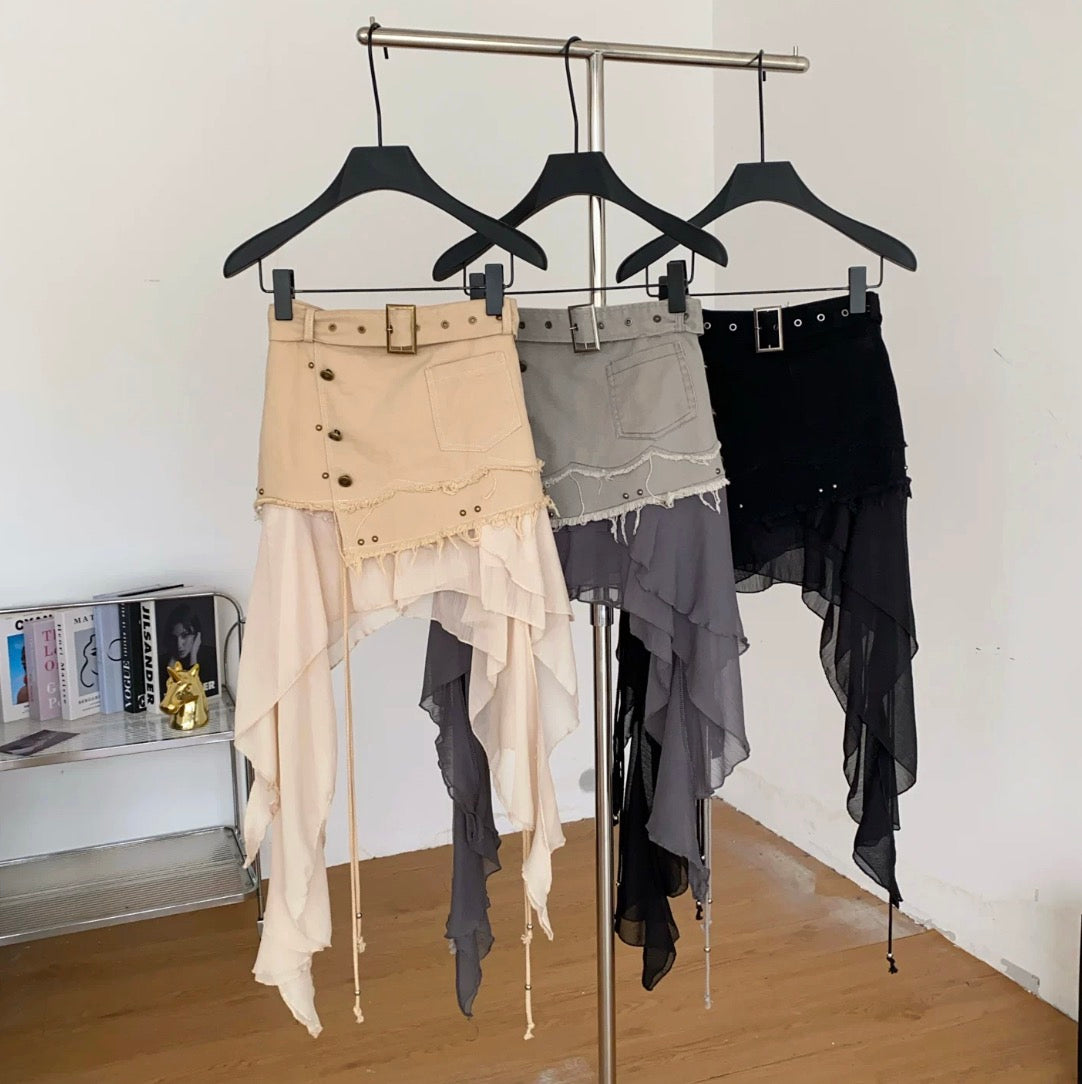 Irregular Design Vintage Patchwork Skirt