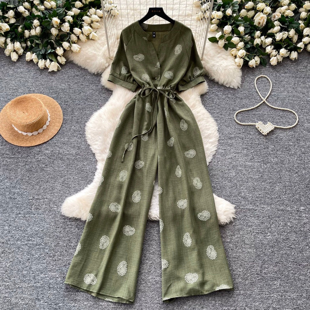 Vintage Polka Dot V-neck Jumpsuit