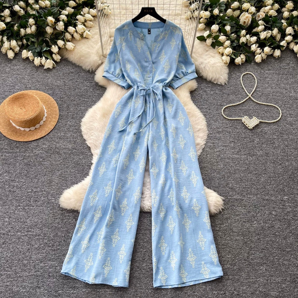 Vintage Polka Dot V-neck Jumpsuit