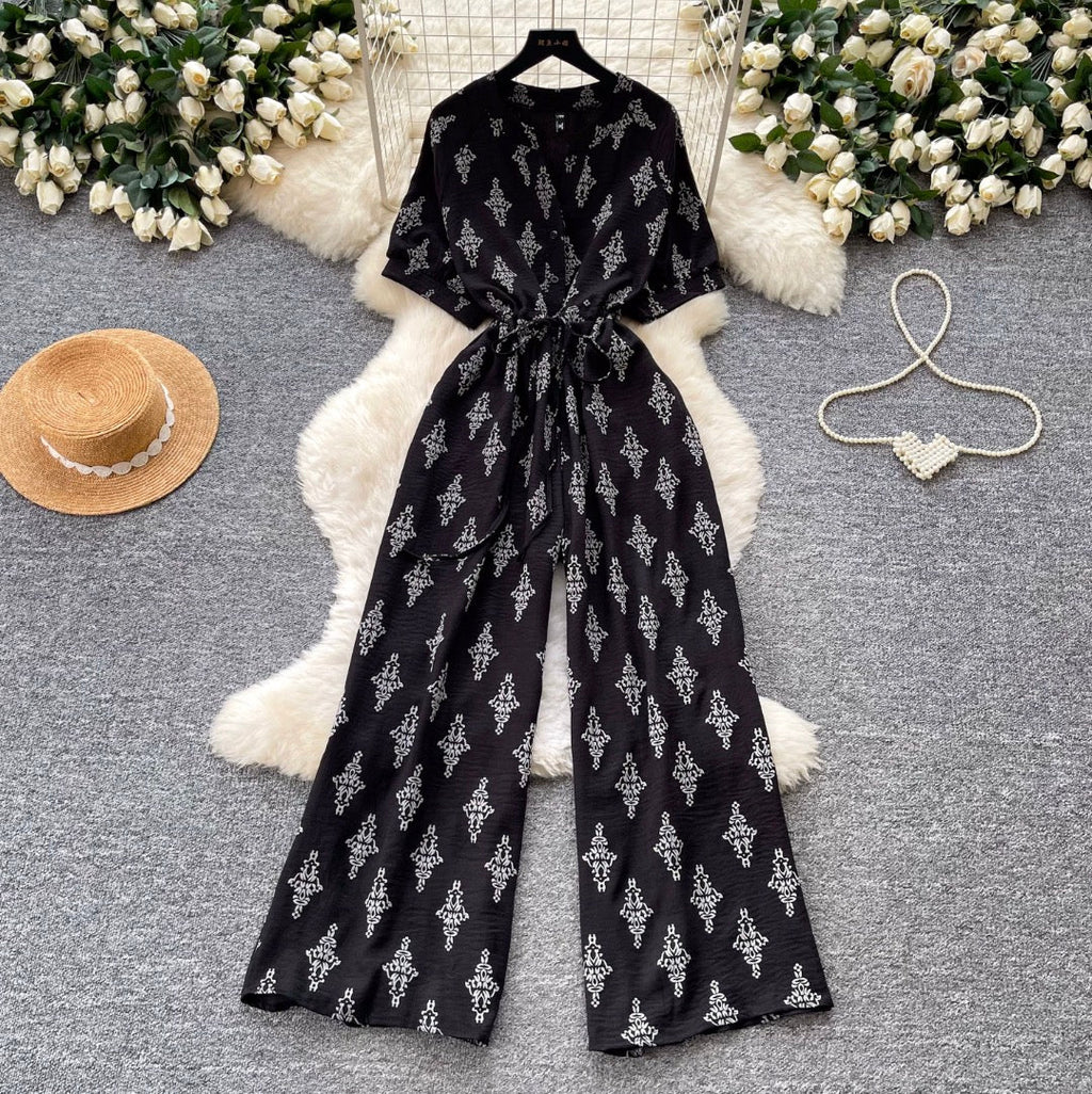Vintage Polka Dot V-neck Jumpsuit