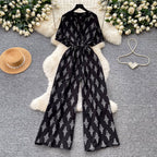 Vintage Polka Dot V-neck Jumpsuit