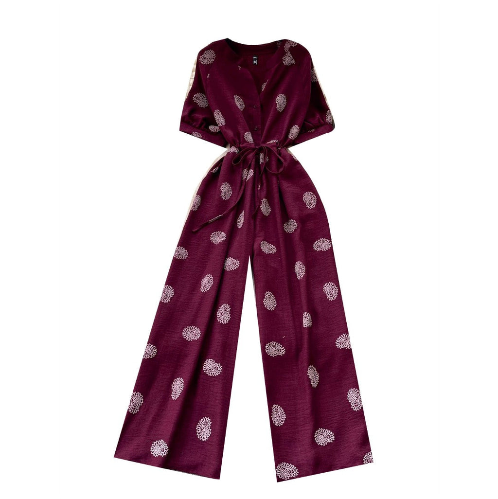 Vintage Polka Dot V-neck Jumpsuit