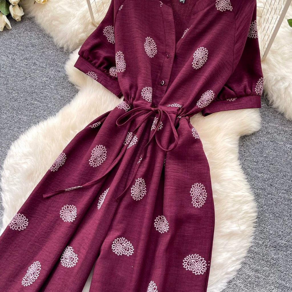 Vintage Polka Dot V-neck Jumpsuit