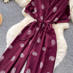 Vintage Polka Dot V-neck Jumpsuit