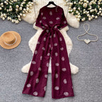 Vintage Polka Dot V-neck Jumpsuit