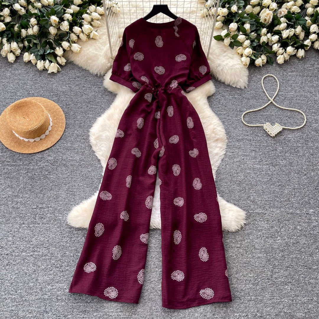 Vintage Polka Dot V-neck Jumpsuit