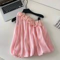 Sweetie Ruffled Neckline Mesh Top