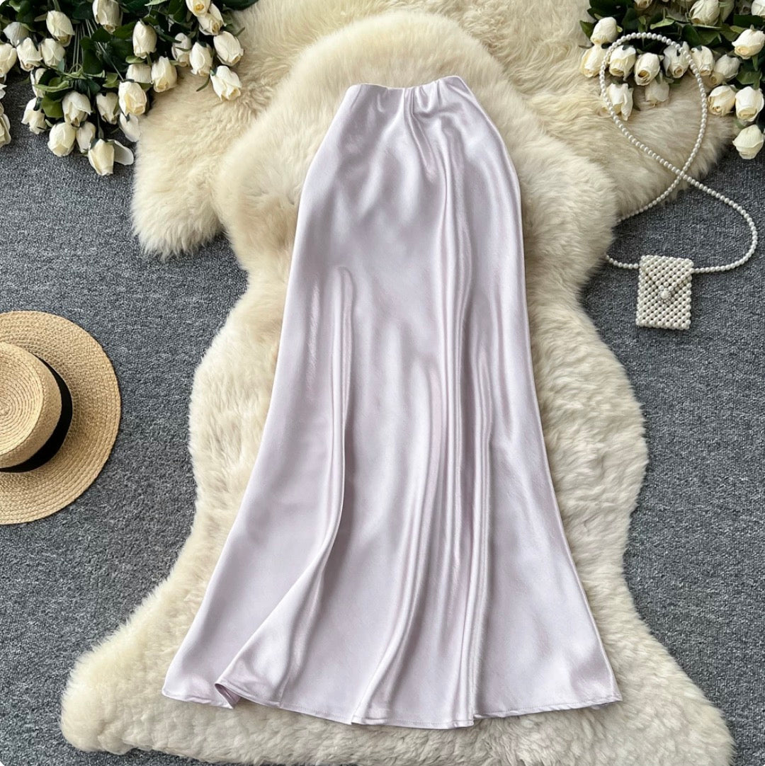 Premium Solid Color Satin Skirt
