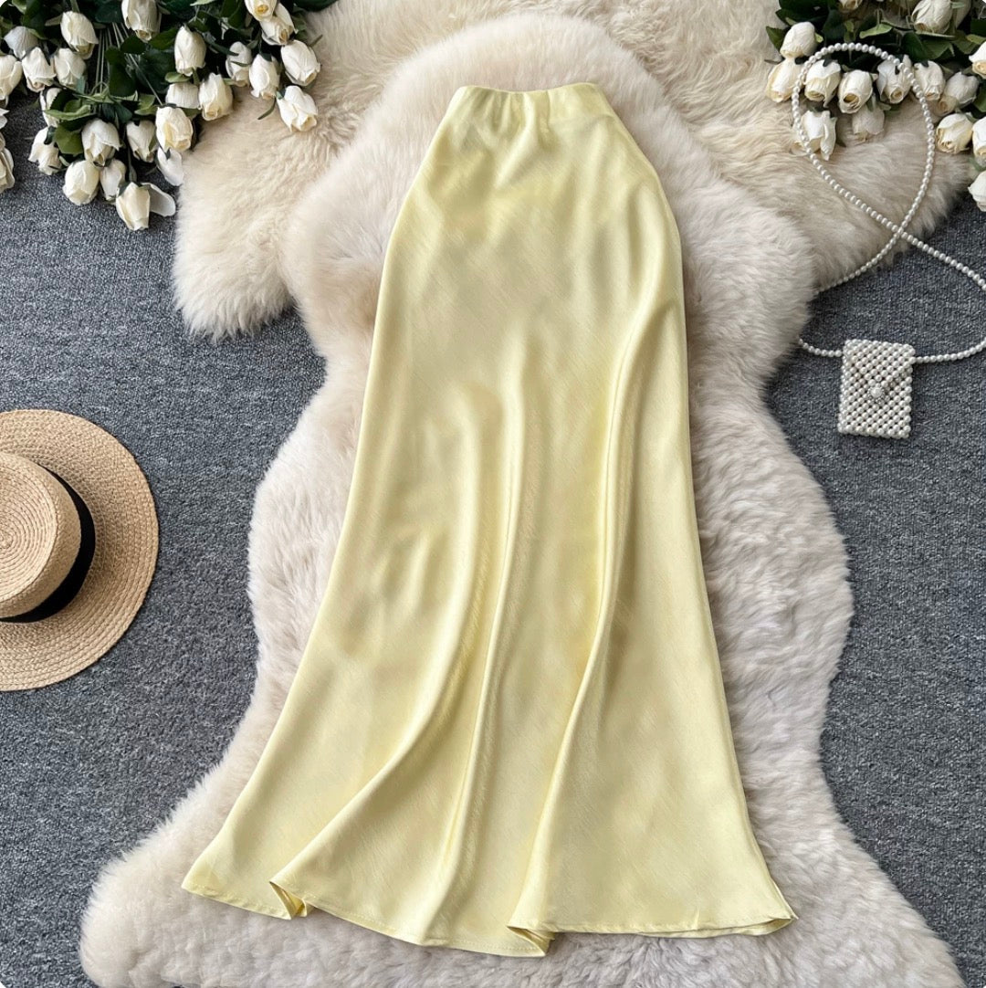 Premium Solid Color Satin Skirt