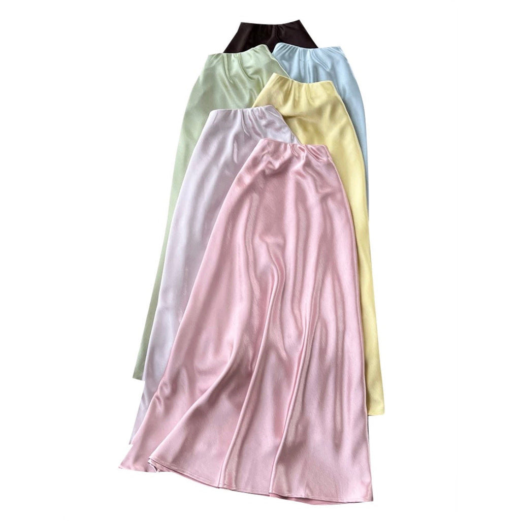 Premium Solid Color Satin Skirt