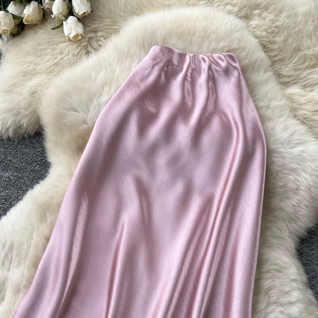 Premium Solid Color Satin Skirt