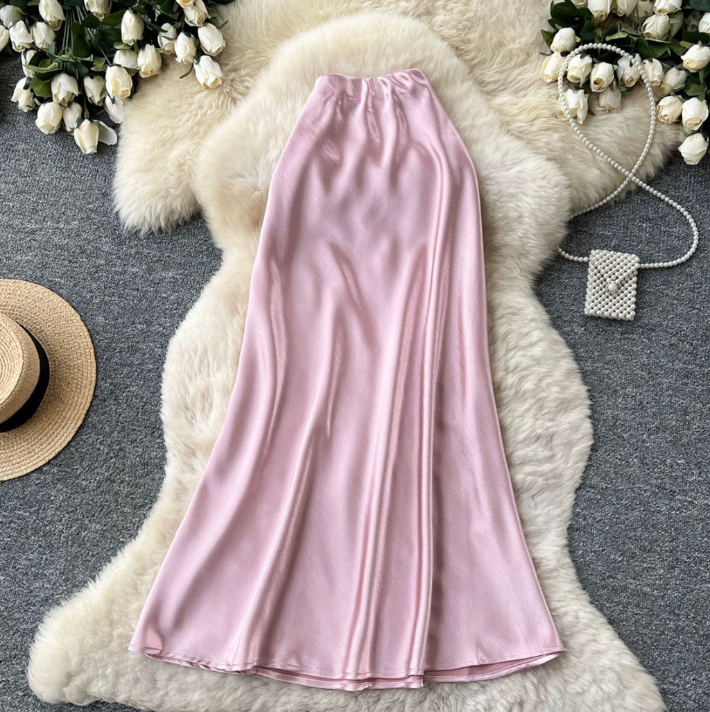 Premium Solid Color Satin Skirt
