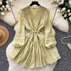 Fairy V-neck Floral Lace Shirt Dress