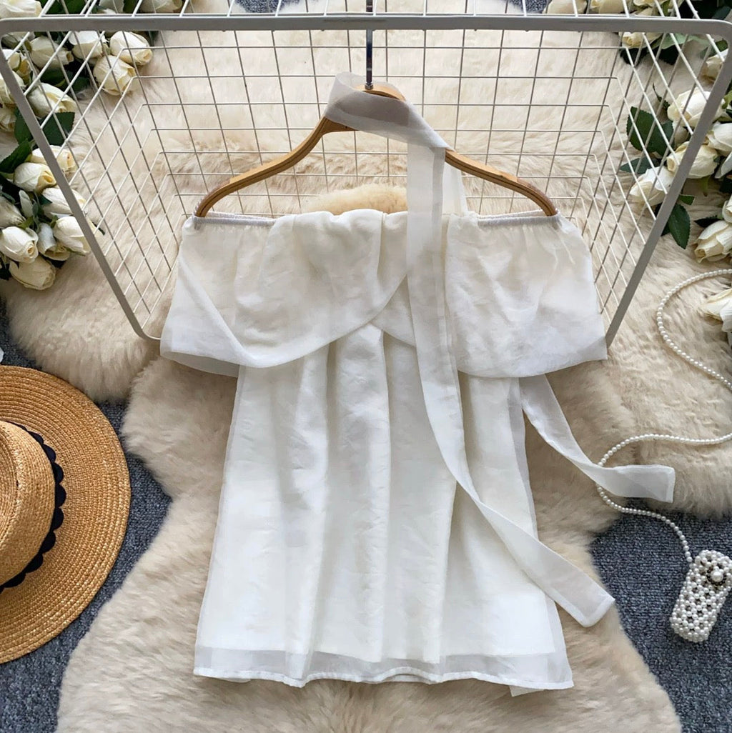 Sweetie Off-shoulder Shirt with Ribbon