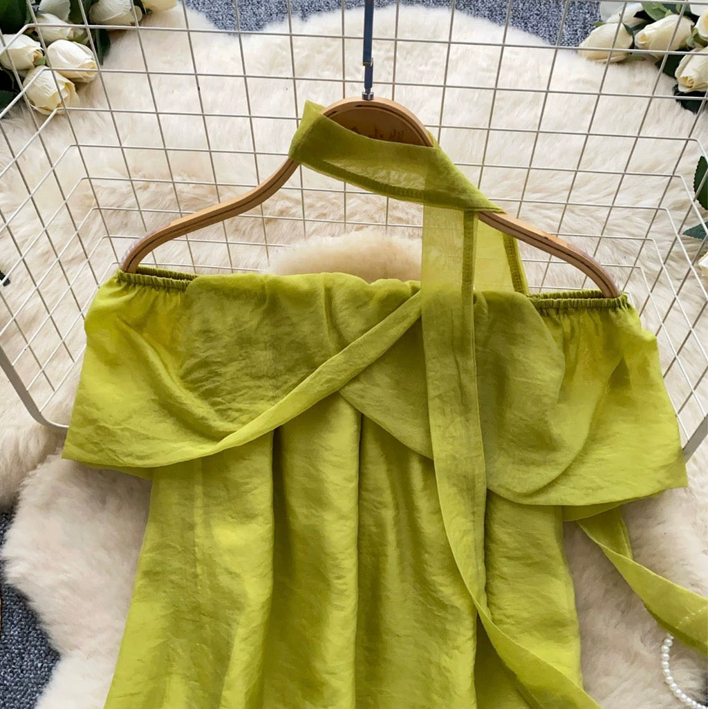 Sweetie Off-shoulder Shirt with Ribbon