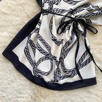 Niche Pattern Print Lace-up Top