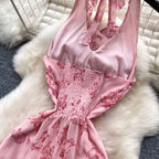 Floral Print Lace-up Halter Dress