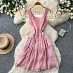 U-neck Solid Color Knit Dress