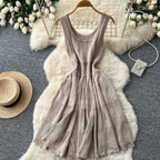 U-neck Solid Color Knit Dress