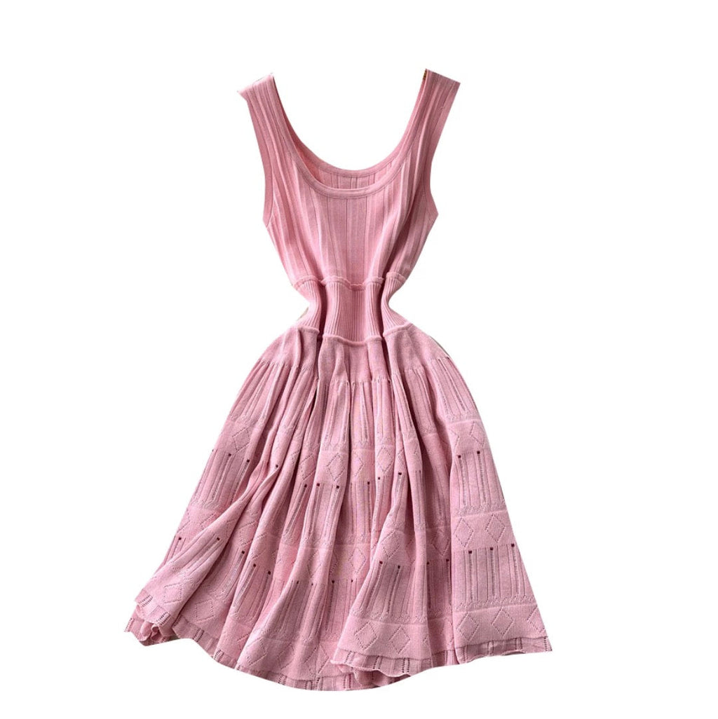 U-neck Solid Color Knit Dress