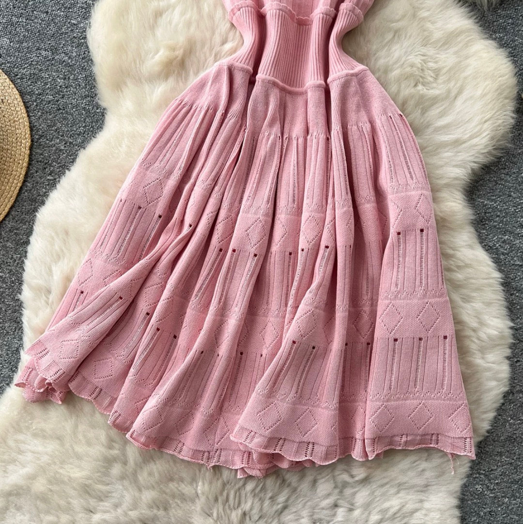 U-neck Solid Color Knit Dress