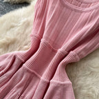 U-neck Solid Color Knit Dress