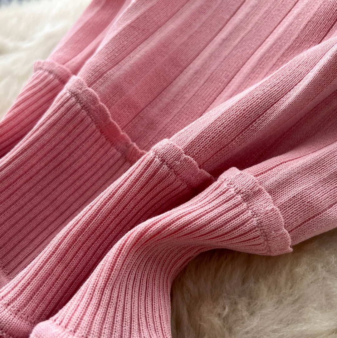 U-neck Solid Color Knit Dress