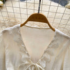 V-neck Lace Patchwork Top