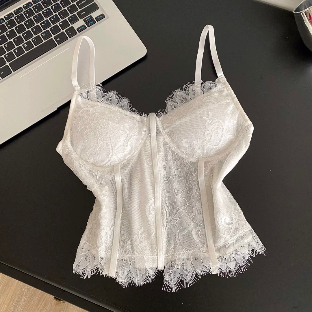 Sexy Embroidered Lace Fishbone Camisole
