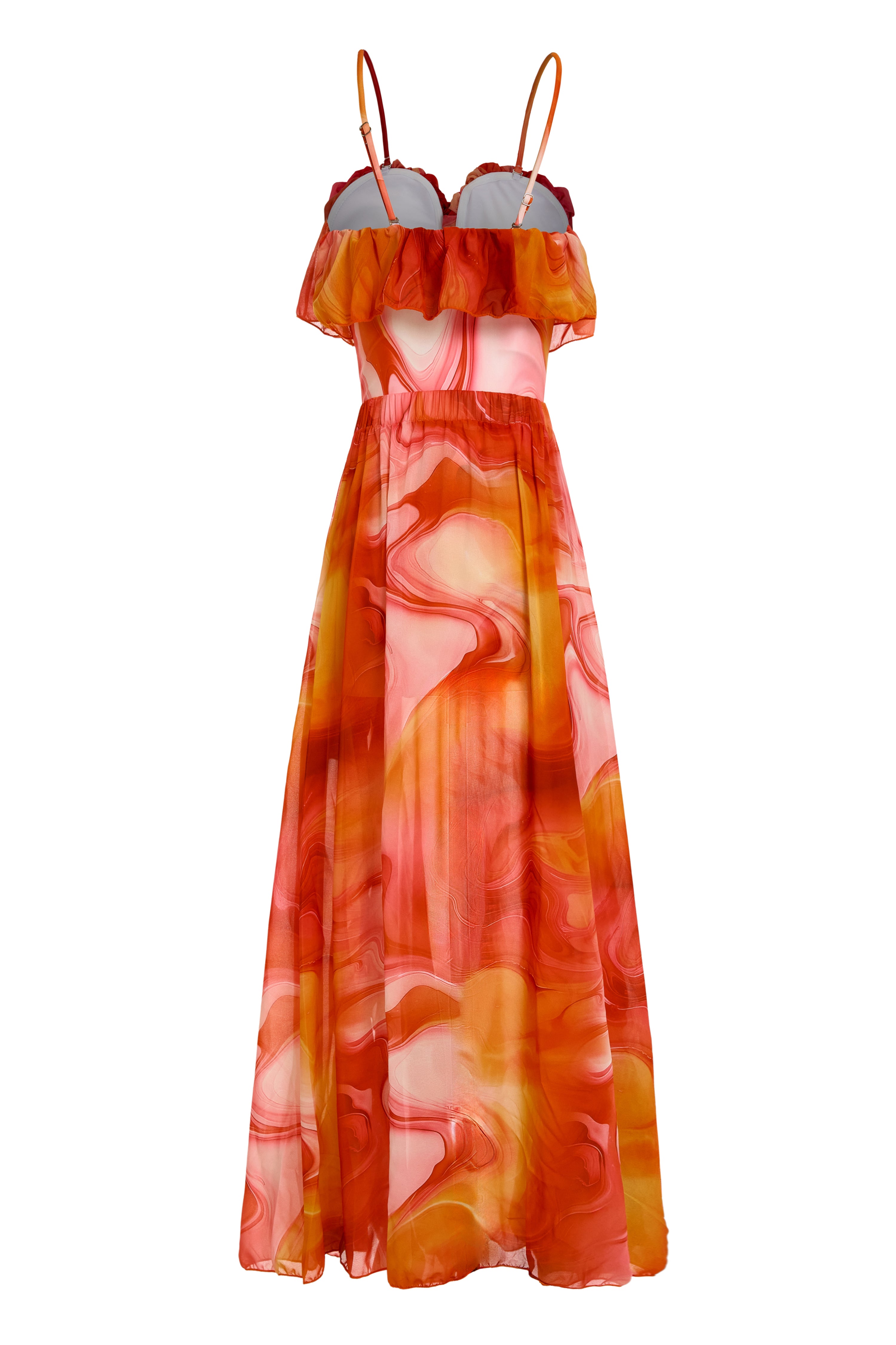 Tie Dye Ruffle One Piece Swimsuit & Cover Up Skirt Set