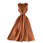 Elegant Sleeveless Dress with Belt
