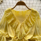 V-neck Ruffled Lace Shirt