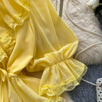 V-neck Ruffled Lace Shirt