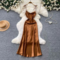 Premium Satin Lace-up Dress