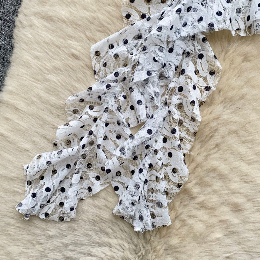 Polka Dot Asymmetric Bustier Top