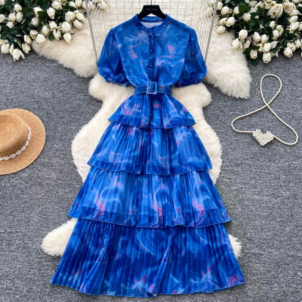 Premium Ruffled A-line Shirt Dress