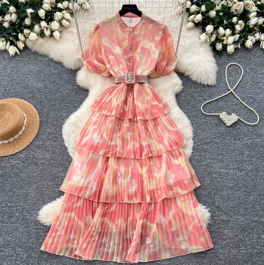 Premium Ruffled A-line Shirt Dress