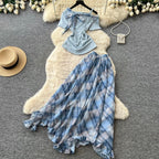 Sweetie Plaid Top & Skirt Patchwork 2Pcs