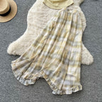 Sweetie Plaid Top & Skirt Patchwork 2Pcs