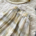Sweetie Plaid Top & Skirt Patchwork 2Pcs