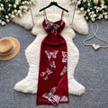 Vintage Butterfly Print Slip Dress