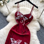 Vintage Butterfly Print Slip Dress