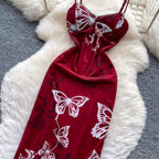 Vintage Butterfly Print Slip Dress
