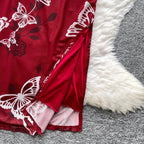 Vintage Butterfly Print Slip Dress