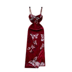 Vintage Butterfly Print Slip Dress