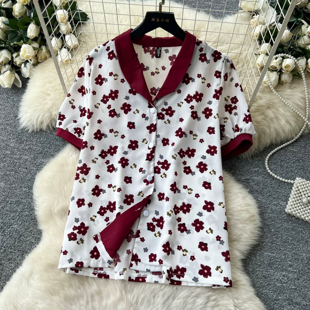 Floral Shirt & Skirt Casual 2Pcs