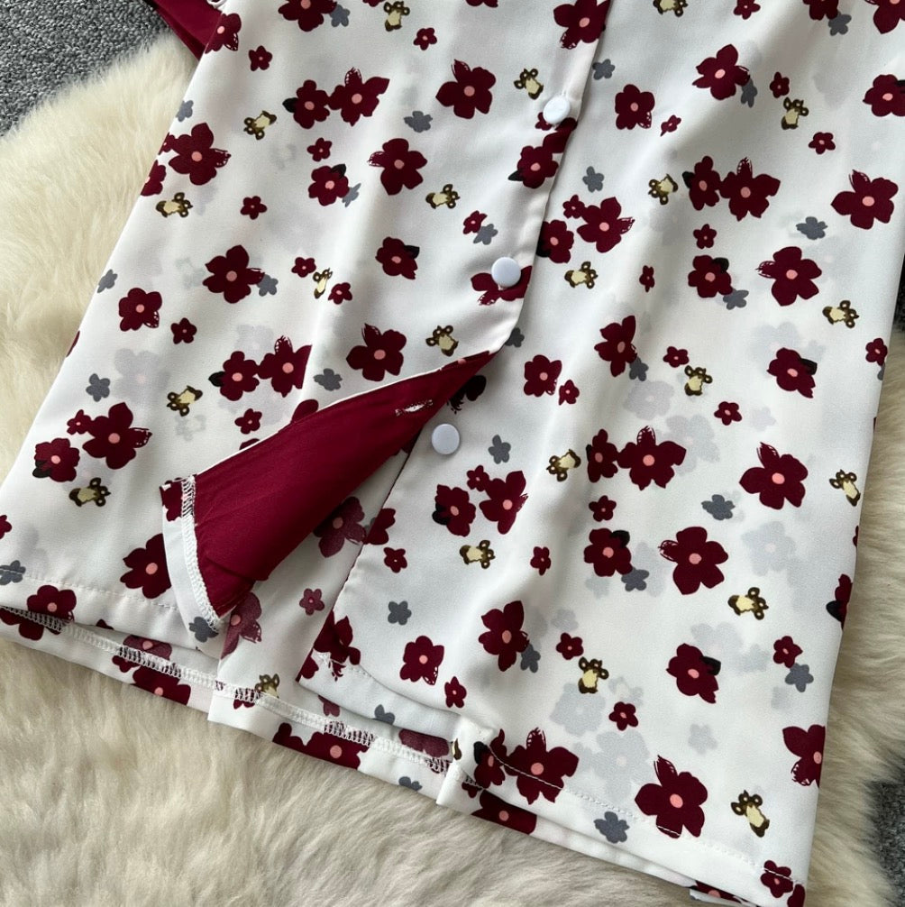 Floral Shirt & Skirt Casual 2Pcs