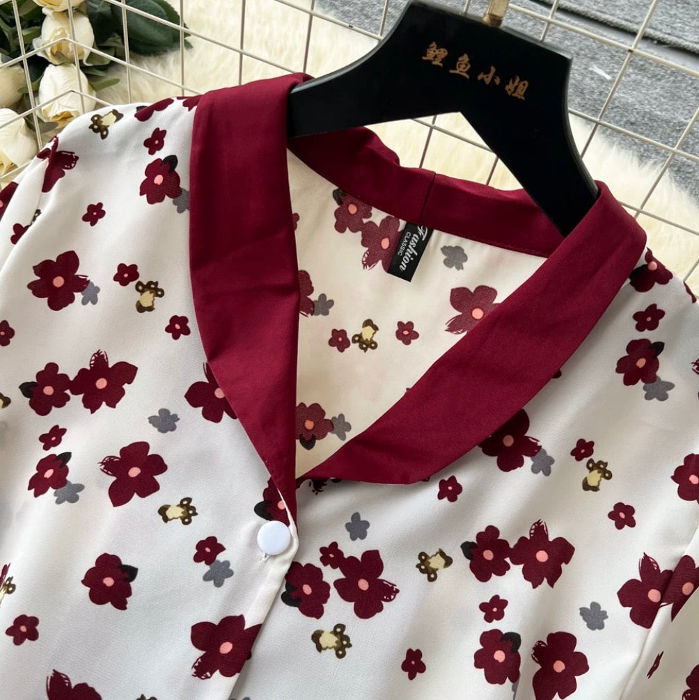 Floral Shirt & Skirt Casual 2Pcs