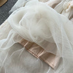 French Style Ruffled Mesh Halter Dress