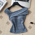 Vintage Off-shoulder Striped Top